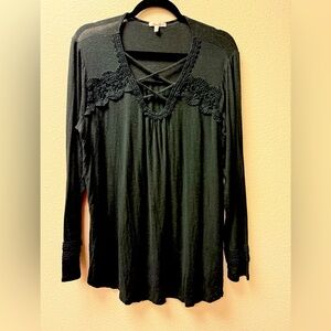 Maurice Black with Lace Long Sleeves. XL.